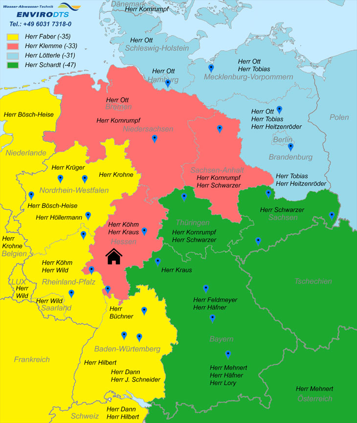 EnviroDTS Stützpunkte