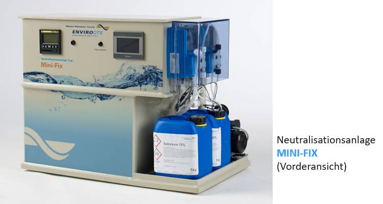 Neutralisationsanlage für Labor-Abwasser Typ MINI-FIX. Stundenleistung 300 l/h